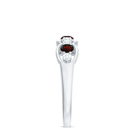 Natural Garnet Half Eternity Ring with Diamond