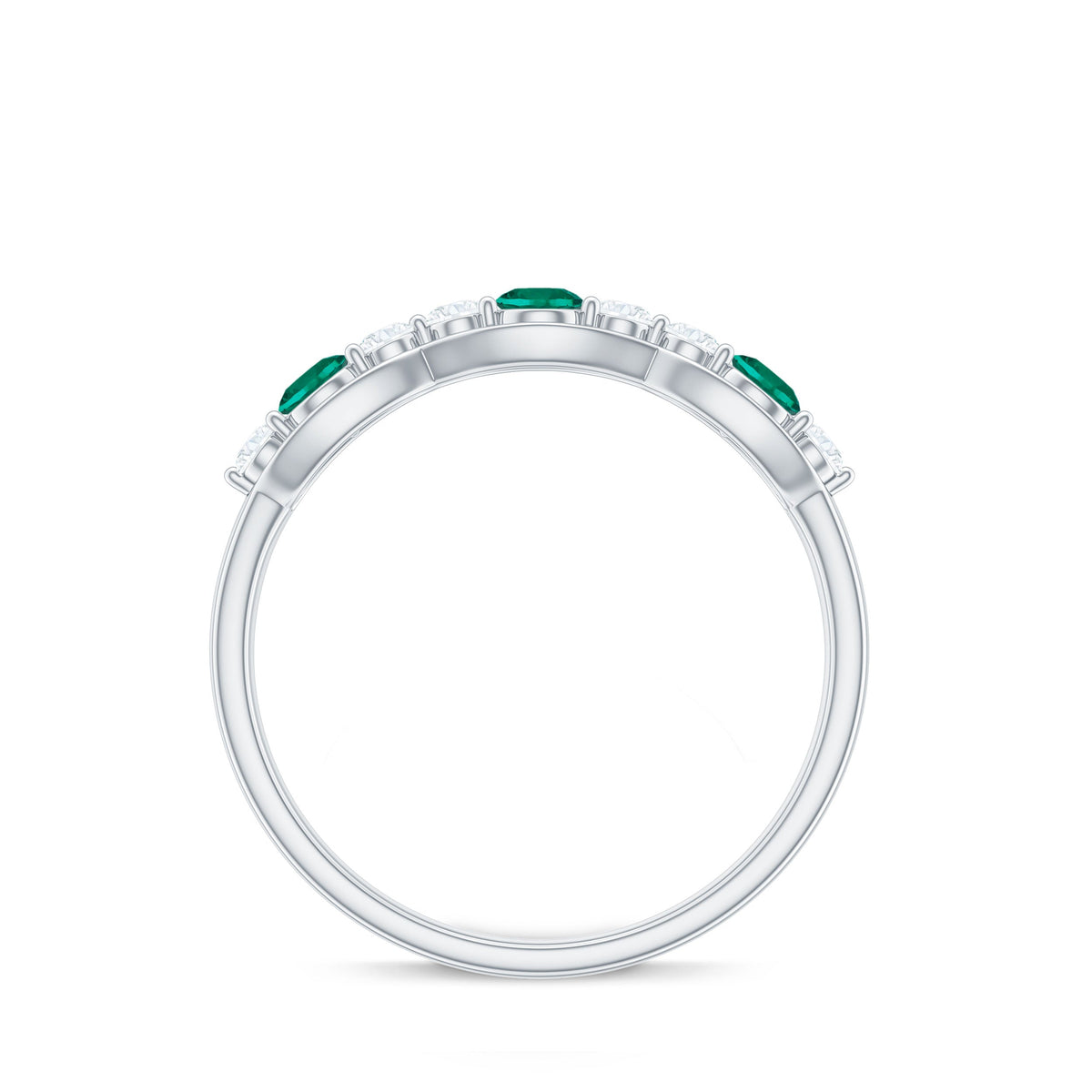 Certified Lab Grown Emerald Diamond Half Eternity Anniversary Ring