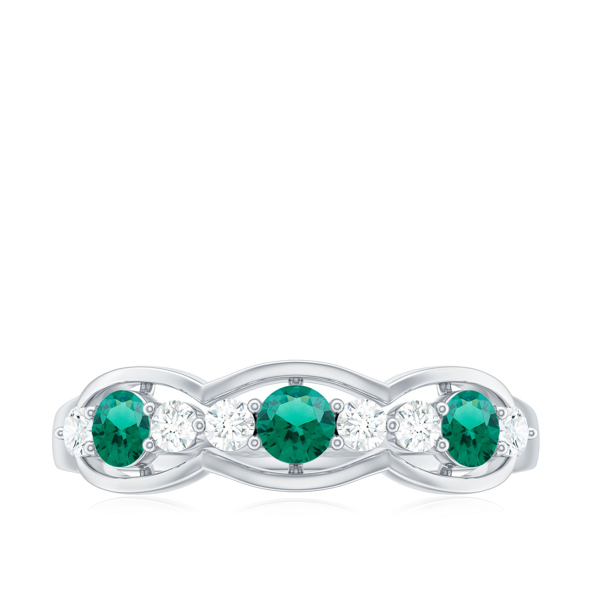 Certified Lab Grown Emerald Diamond Half Eternity Anniversary Ring