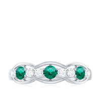 Certified Lab Grown Emerald Diamond Half Eternity Anniversary Ring