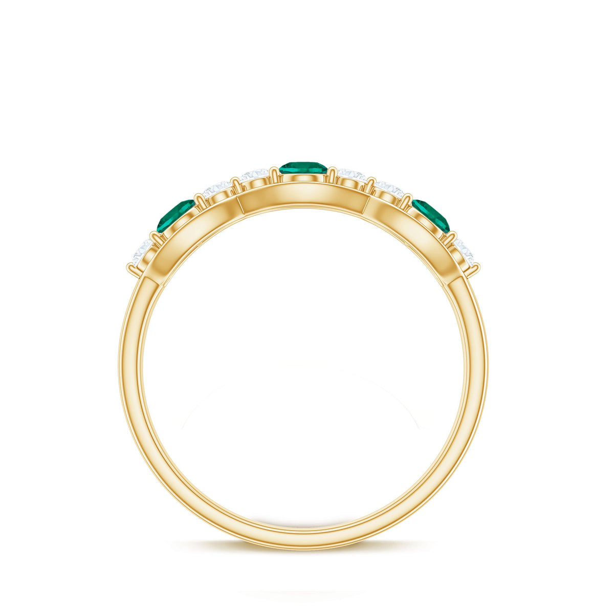 Certified Lab Grown Emerald Diamond Half Eternity Anniversary Ring