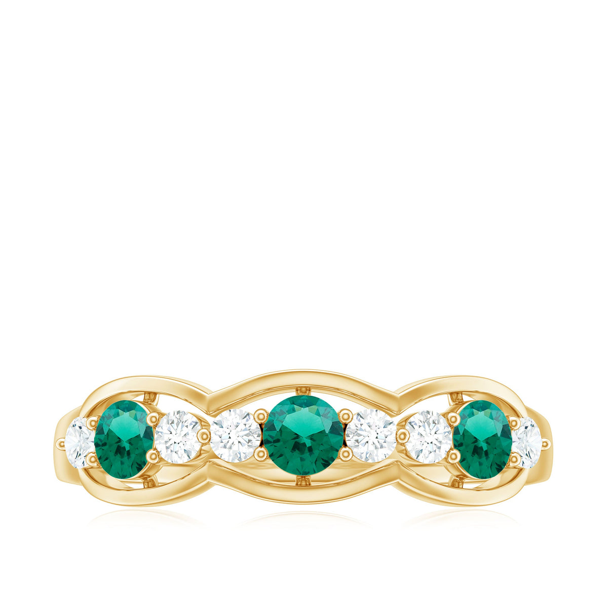 Certified Lab Grown Emerald Diamond Half Eternity Anniversary Ring