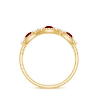 Round Shape Certified Created Ruby and Diamond Anniversary Ring