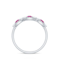 Pink Tourmaline and Diamond Wedding Anniversary Band Ring