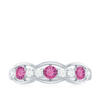 Pink Tourmaline and Diamond Wedding Anniversary Band Ring