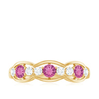 Pink Tourmaline and Diamond Wedding Anniversary Band Ring