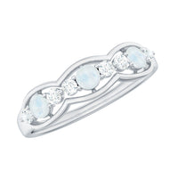 Moonstone and Diamond Wedding Anniversary Ring