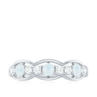 Moonstone and Diamond Wedding Anniversary Ring