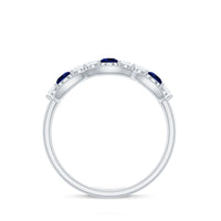 Certified Lab Grown Blue Sapphire Half Eternity Ring with Diamond