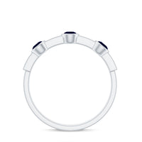 Natural Blue Sapphire Half Eternity Ring with Diamond for Women