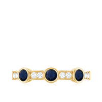 Natural Blue Sapphire Half Eternity Ring with Diamond for Women