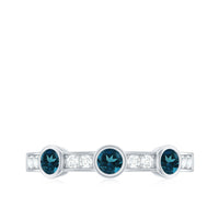 Bezel Set London Blue Topaz Half Eternity Band with Diamond