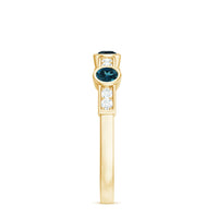 Bezel Set London Blue Topaz Half Eternity Band with Diamond