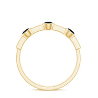 Bezel Set London Blue Topaz Half Eternity Band with Diamond