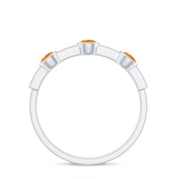 Real Citrine Diamond Half Eternity Wedding Band in Bezel Setting