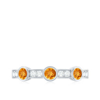 Real Citrine Diamond Half Eternity Wedding Band in Bezel Setting