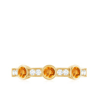 Real Citrine Diamond Half Eternity Wedding Band in Bezel Setting