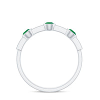 Certified Real Emerald Half Eternity Ring with Diamond