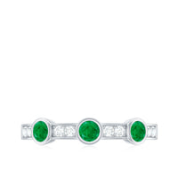 Certified Real Emerald Half Eternity Ring with Diamond