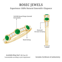 Certified Real Emerald Half Eternity Ring with Diamond