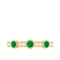 Certified Real Emerald Half Eternity Ring with Diamond