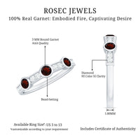 Certified Real Garnet Diamond Half Eternity Ring