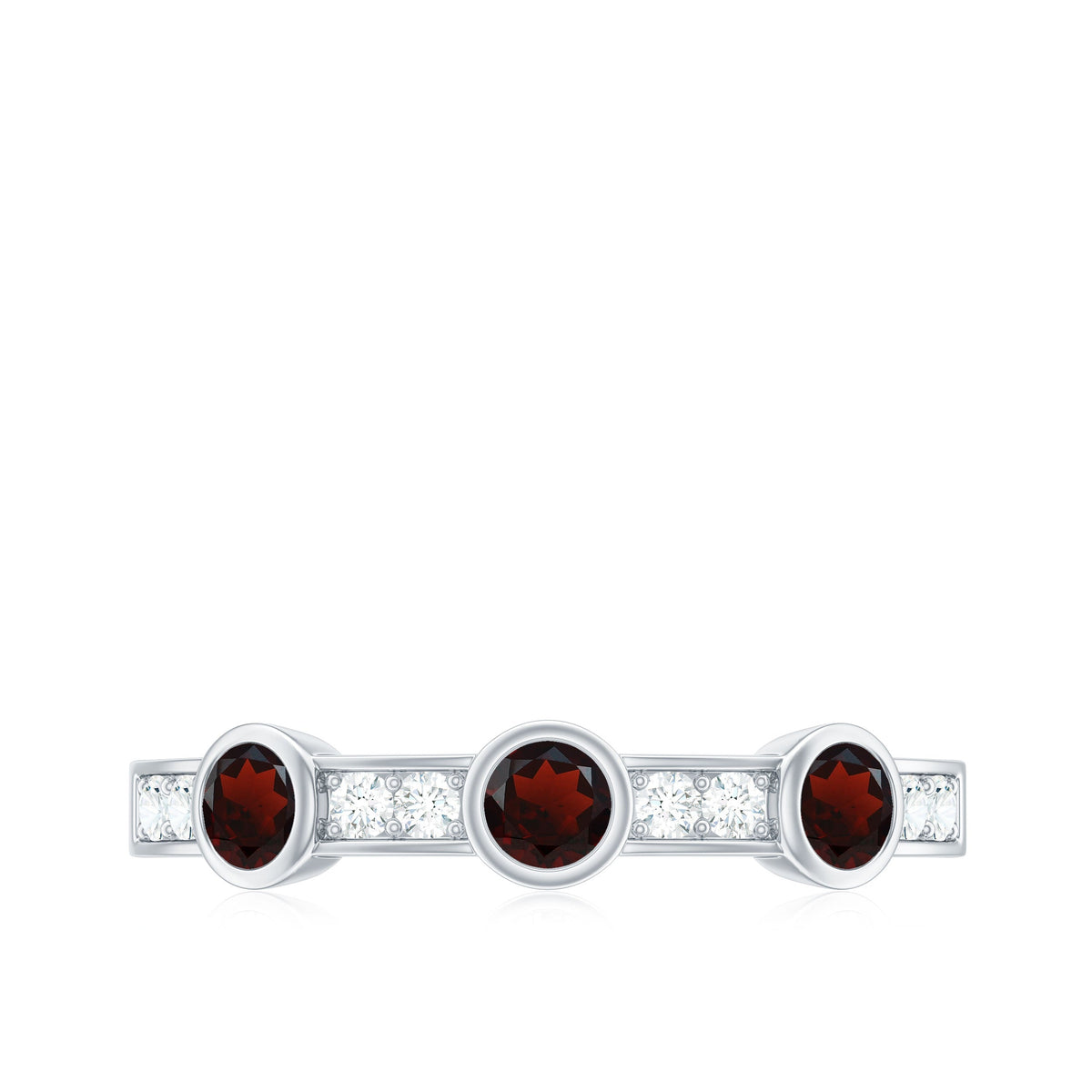 Certified Real Garnet Diamond Half Eternity Ring