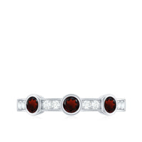 Certified Real Garnet Diamond Half Eternity Ring