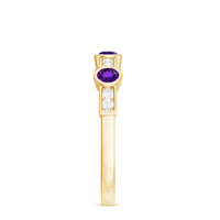 Genuine Amethyst Diamond Half Eternity Ring in Bezel Set