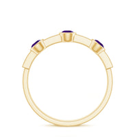 Genuine Amethyst Diamond Half Eternity Ring in Bezel Set