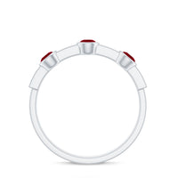 Natural Bezel Set Ruby Half Eternity Ring with Diamond