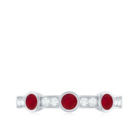 Natural Bezel Set Ruby Half Eternity Ring with Diamond