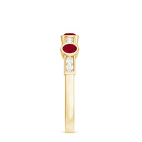 Natural Bezel Set Ruby Half Eternity Ring with Diamond