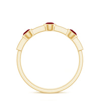 Natural Bezel Set Ruby Half Eternity Ring with Diamond