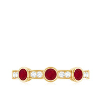 Natural Bezel Set Ruby Half Eternity Ring with Diamond