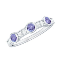 Certified Real Tanzanite Diamond Half Eternity Ring