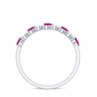 Heart Shape Half Eternity Ring with Pink Tourmaline and Diamond