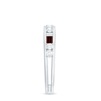 Genuine Baguette Garnet Half Eternity Band with Diamond