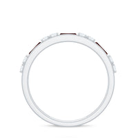 Genuine Baguette Garnet Half Eternity Band with Diamond