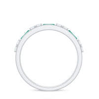 Minimal Baguette Lab Grown Emerald Half Eternity Ring with Diamond