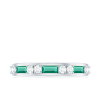 Minimal Baguette Lab Grown Emerald Half Eternity Ring with Diamond