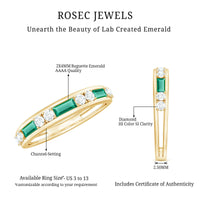 Minimal Baguette Lab Grown Emerald Half Eternity Ring with Diamond