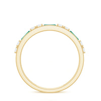 Minimal Baguette Lab Grown Emerald Half Eternity Ring with Diamond