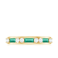 Minimal Baguette Lab Grown Emerald Half Eternity Ring with Diamond