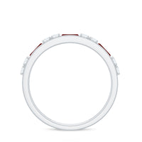 Minimal Created Ruby and Diamond Half Eternity Band Ring