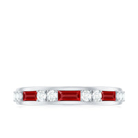 Minimal Created Ruby and Diamond Half Eternity Band Ring