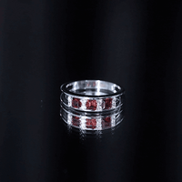 Natural Princess Cut Garnet Diamond Wedding Band