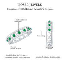 Designer Emerald Diamond Wedding Band Ring with Certificate