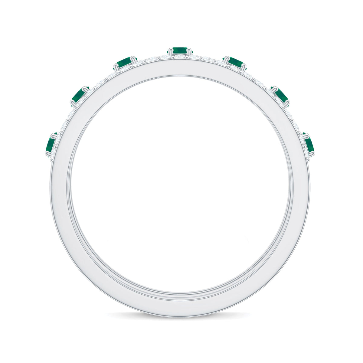 Designer Emerald Diamond Wedding Band Ring with Certificate