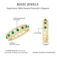 Designer Emerald Diamond Wedding Band Ring with Certificate